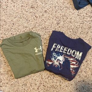 Under Armour Kids Freedom Tees - Olive Green and Navy